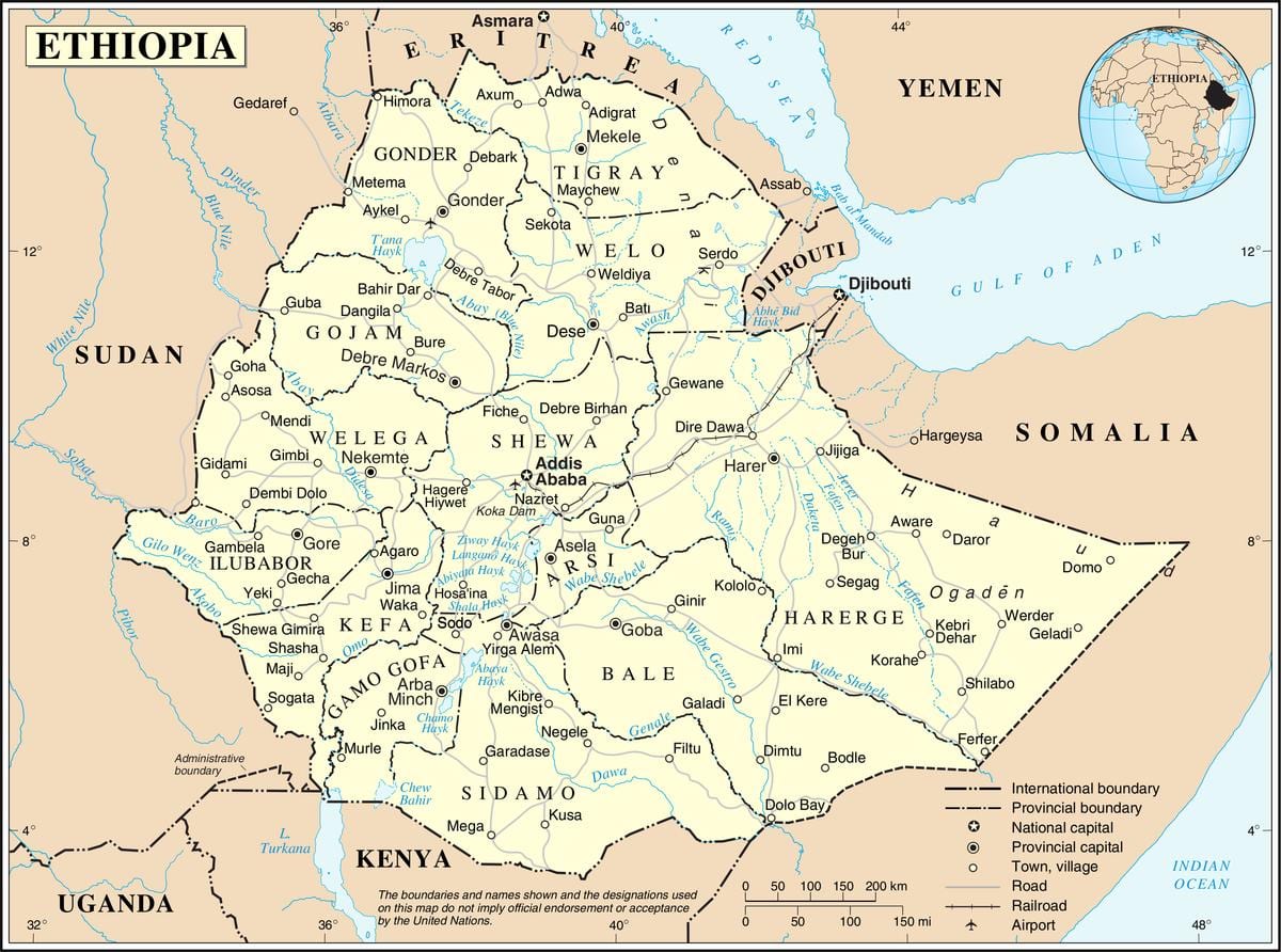 mapa actual d'Etiòpia