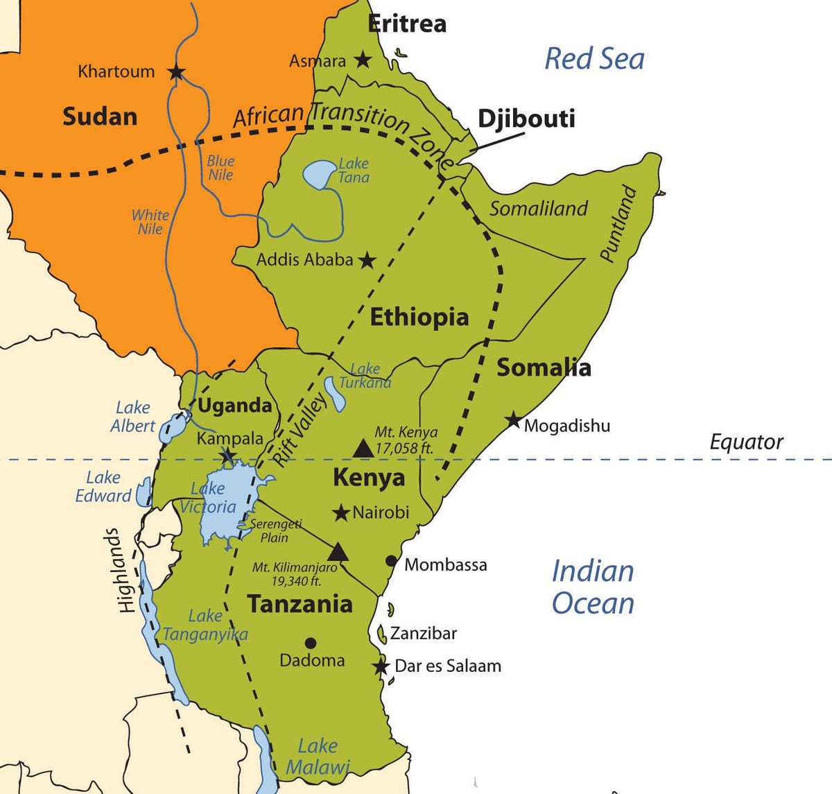 mapa de l'altiplà Etíop àfrica