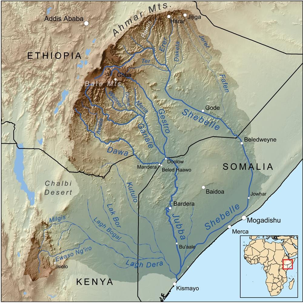 mapa de Etíop rius