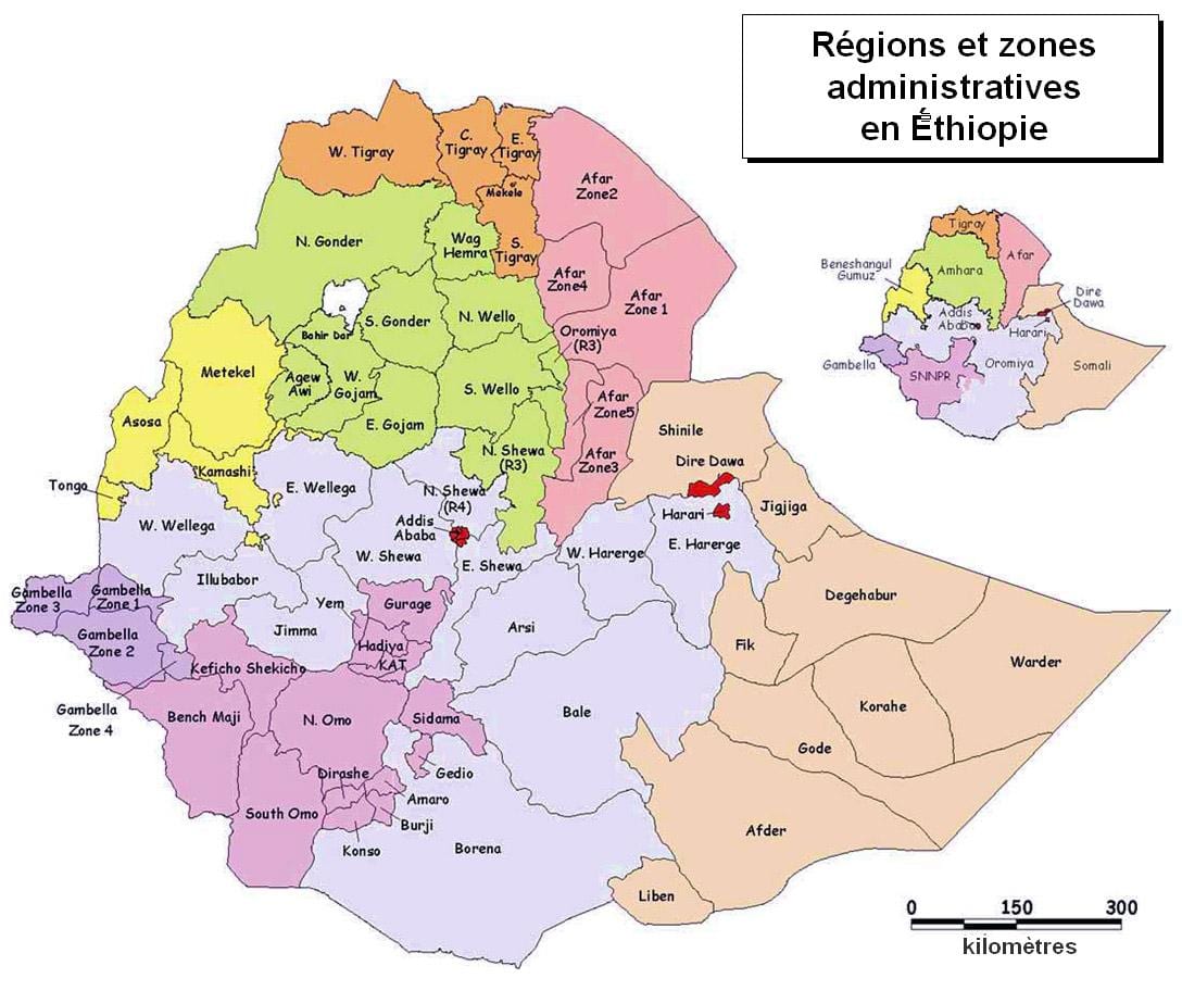 mapa d'Etiòpia administrativa
