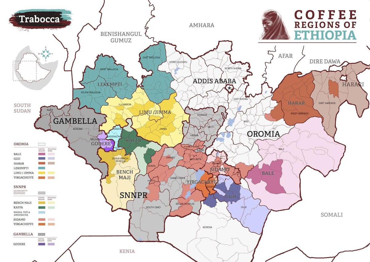 mapa d'Etiòpia el cafè