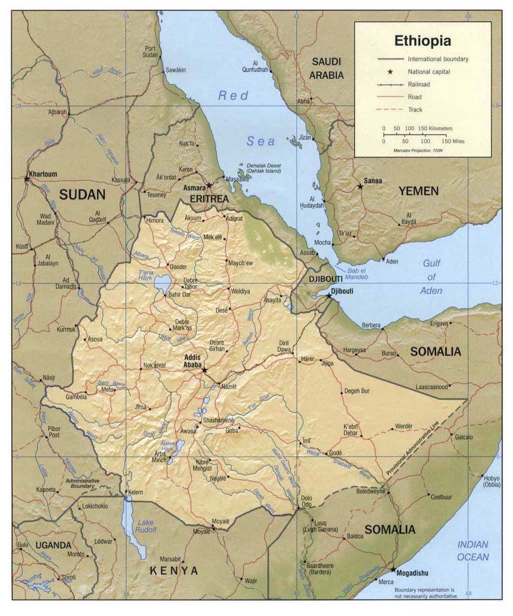mapa d'Etiòpia mapa 1980