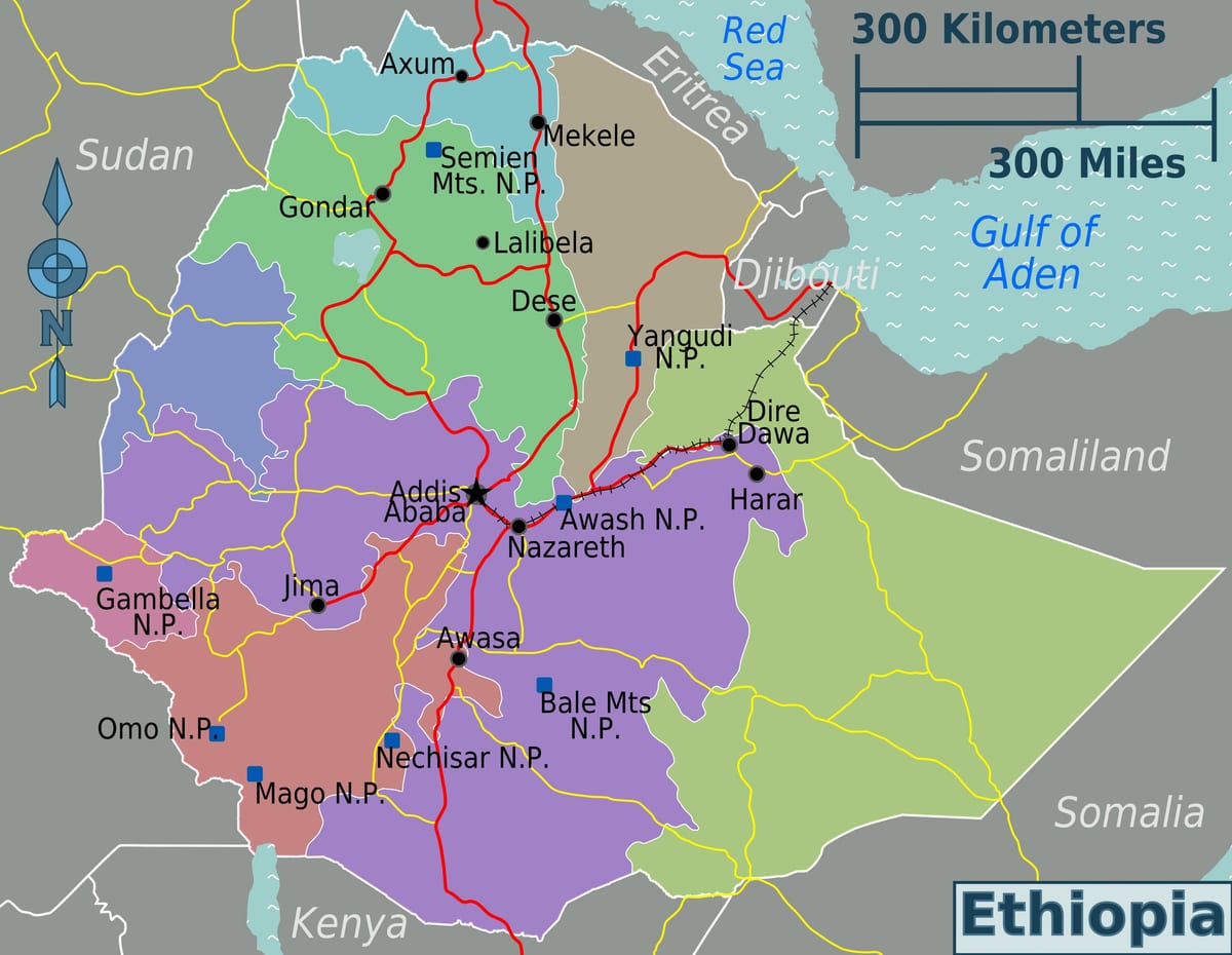 Etiòpia atraccions turístiques mapa