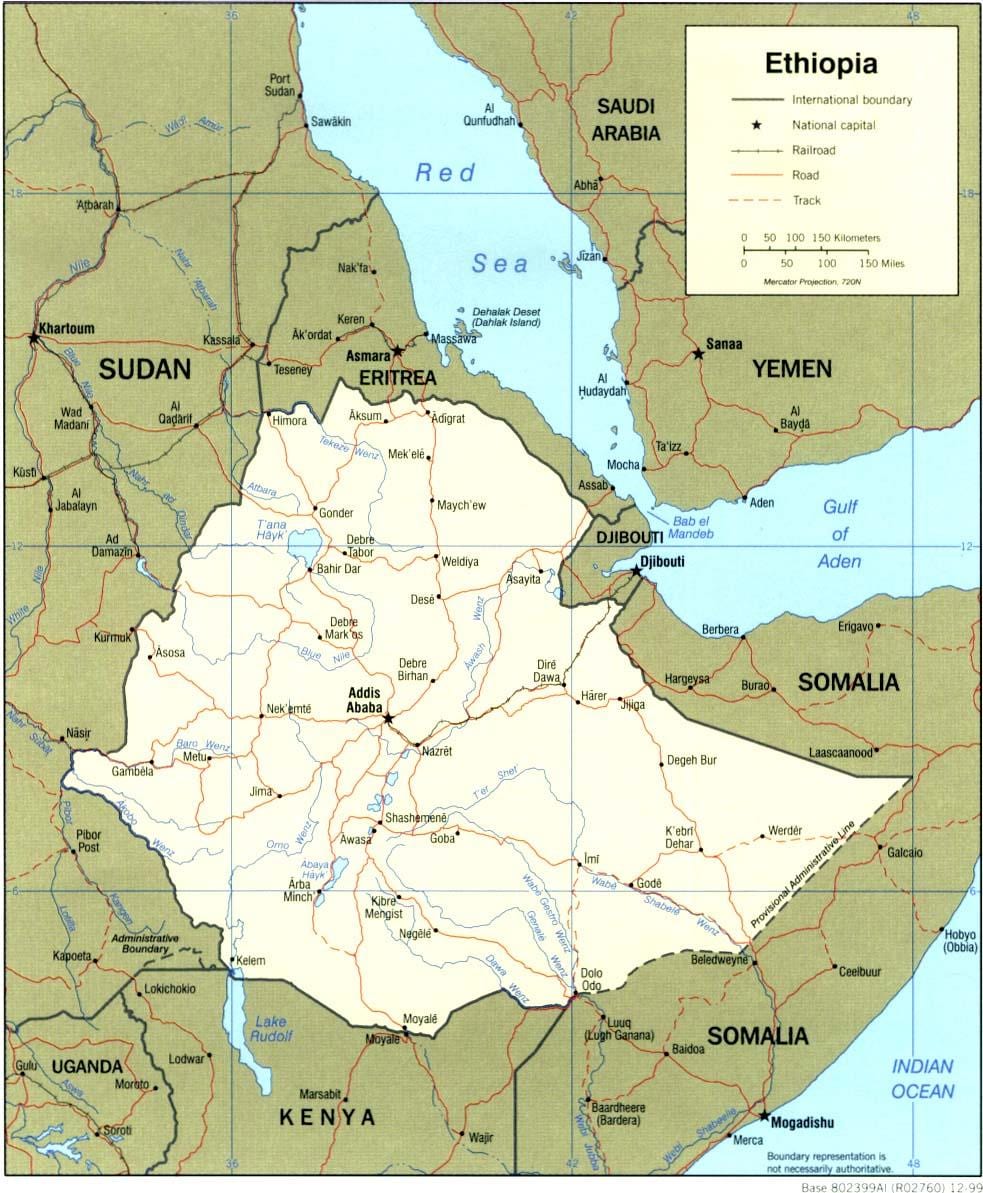 mapa d'Etiòpia i països de l'entorn