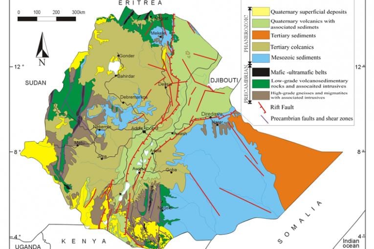 mapa d'Etiòpia recursos naturals