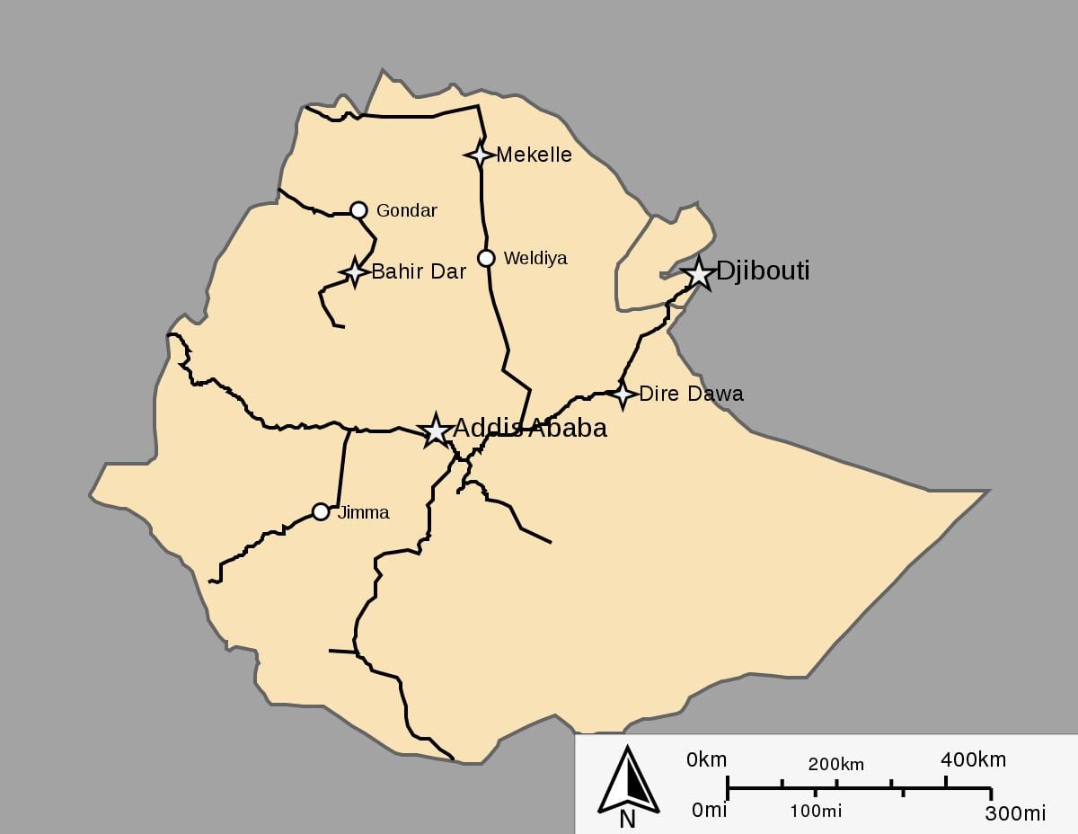 mapa d'Etiòpia tren