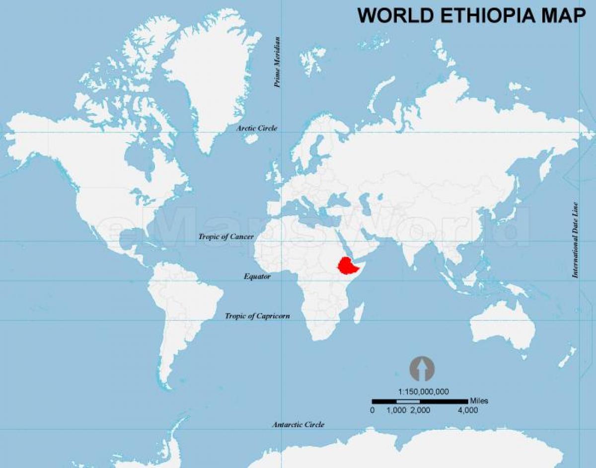 mapa del món Etiòpia ubicació