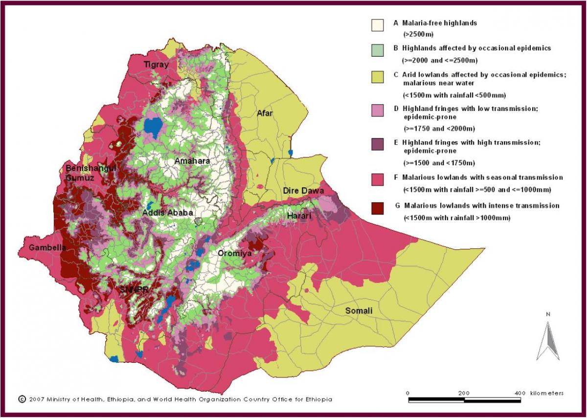 mapa d'Etiòpia de la malària