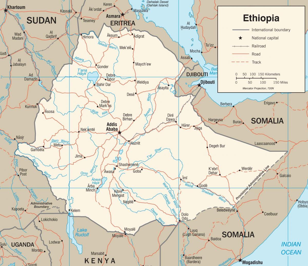 Etíop xarxa viària mapa
