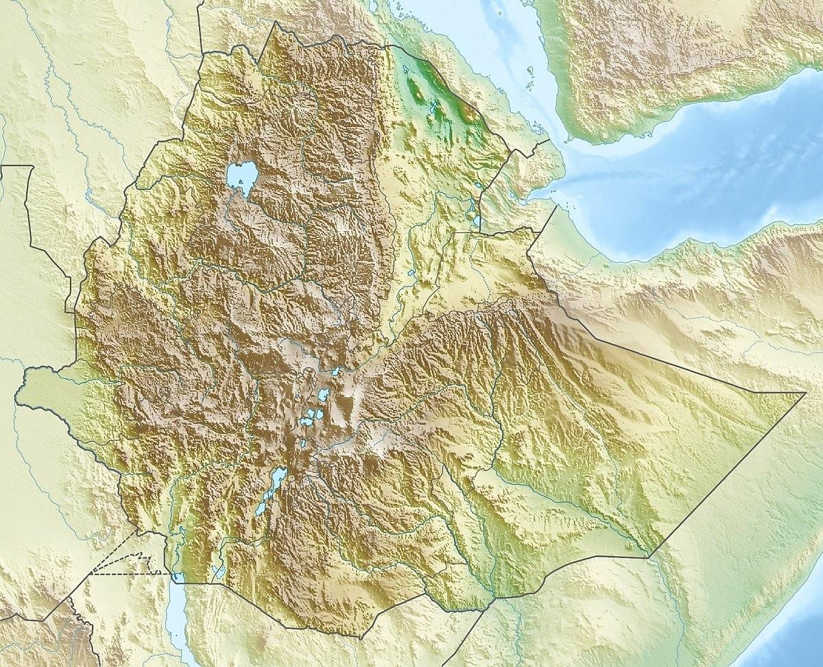 mapa de les muntanyes d'Etiòpia