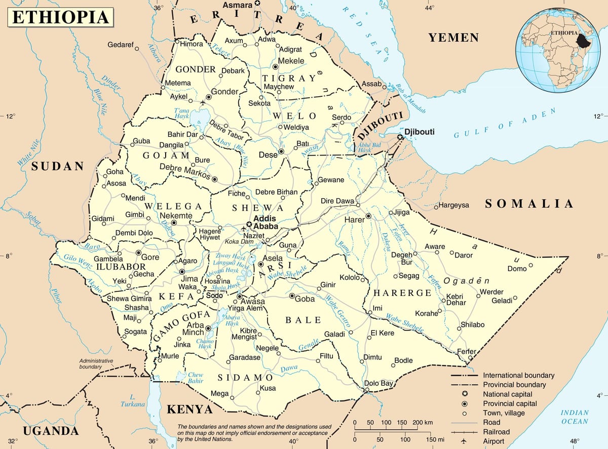 mapa polític d'Etiòpia