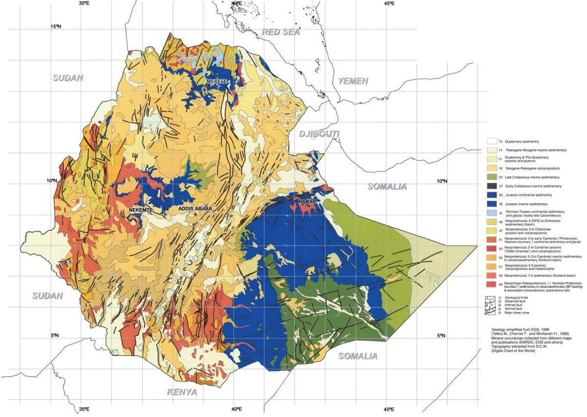 mapa del mapa geològic d'Etiòpia