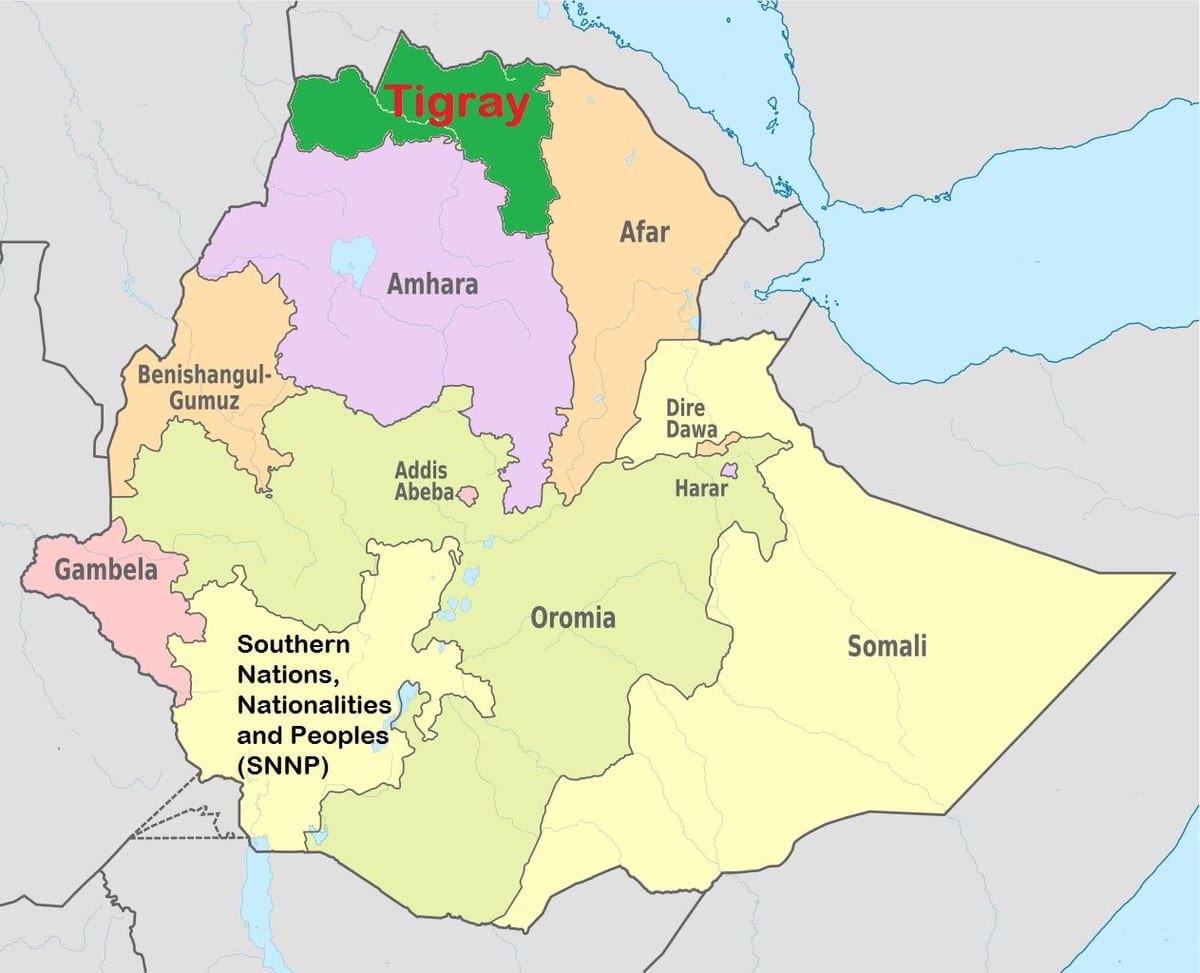 Etíop tigray mapa