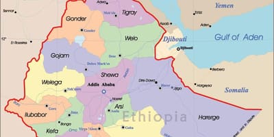 Etiòpia mapa amb les ciutats