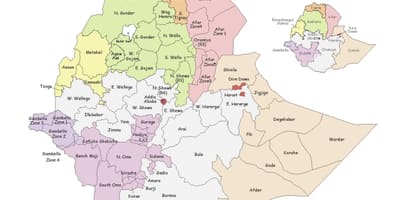 Etíop mapa de la regió
