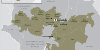 Mapa de la regió d'oromia a Etiòpia